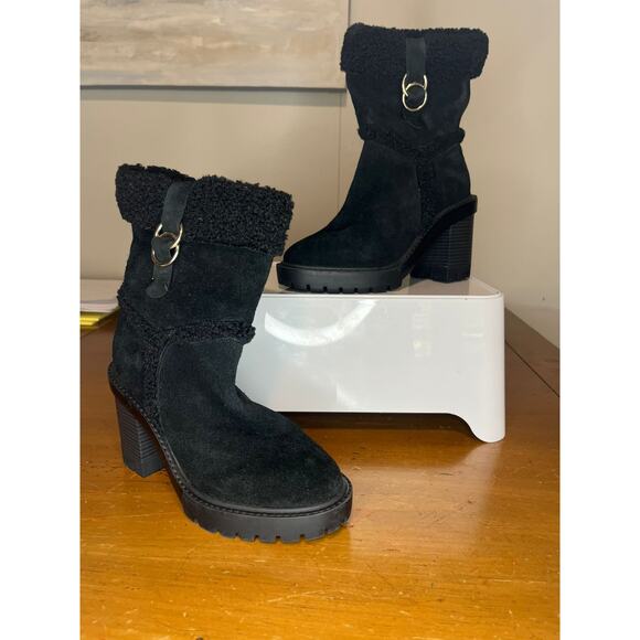 Kensie Black Winter Boots Size 5 - Picture 1 of 4